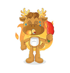 Canvas Print - moose eat hot chilie mascot. cartoon vector