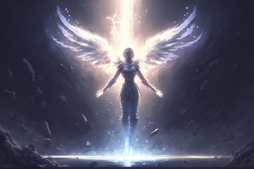 Wall Mural - angel and ray of light