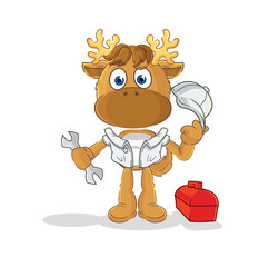 Poster - moose mechanic cartoon. cartoon mascot vector