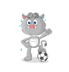 Poster - wild boar playing soccer illustration. character vector