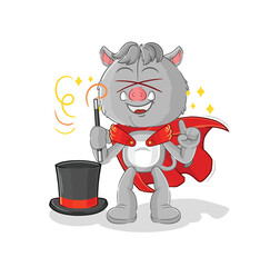 Sticker - wild boar magician illustration. character vector