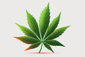 Sticker - Marijuana or cannabis leaf on a white background. Generative AI