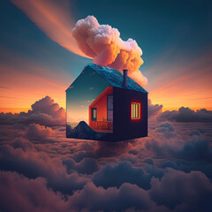 Wall Mural - surrealistic landscape photography generated with AI