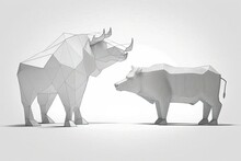 Polygonal Pencil Drawing Depicting A Bear And Bull Market. Generative AI