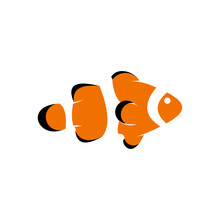 Clownfish Aquarium Logo Design, Minimal Orange Fish Template 
