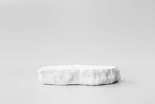 white stone podium minimal product display pedestal rock cosmetic or beauty product placement studio