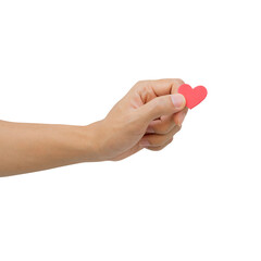 close up man hand hold heart shape isolated on transparent background for love , healthcare and png design concept
