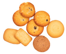 Butter Cookies On A White Background PNG File.