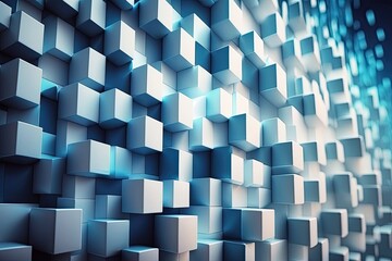 Poster - Waves of cubes are used to create a metallic, abstract background in 4K resolution. Generative AI