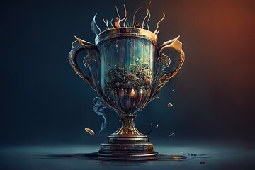 first place prize, winner cup. win illustration, award for the winner, generative ai