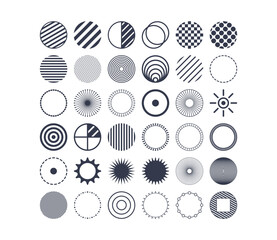 Icon set in thin line style. Collection of different graphic elements for design. Vector illustration for web, mobile or ui.