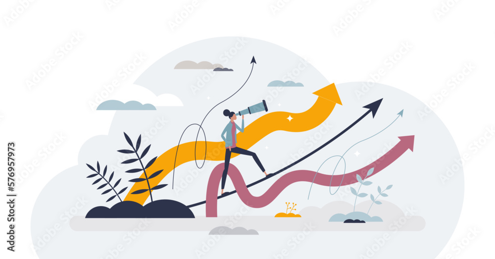 Choosing career path from different options and choices tiny person ...