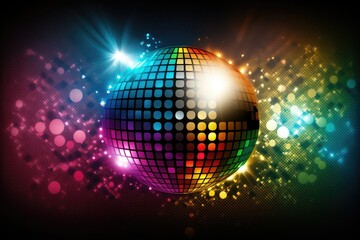 Wall Mural - A disco ball and disco background. Generative AI