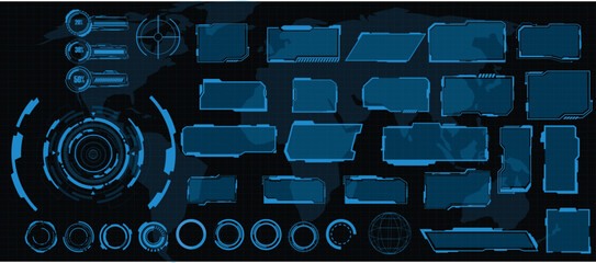 Wall Mural - digital interface hud elements set pack. user interface, frame screens. callouts titles, fui circle 