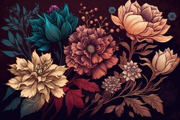 Poster - as a backdrop, these blooms are just stunning. generative ai
