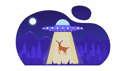 Fototapete - Animated UFO loader. Unidentified flying object. Flash message 4K video footage. Color isolated loading wait-animation progress indicator with alpha channel transparency for web design, social media