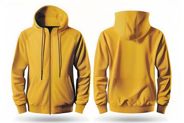 Wall Mural - Yellow jacket on a white, generative ai. Blank yellow hoodie isolated on white background. Mockup ready template