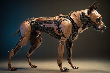 Poster - a life size cyborg dog straight out of science fiction,. generative ai