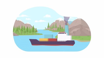 Fototapete - Animated floating boat loader. Cargo ship. Flash message 4K video footage. Color isolated loading wait-animation progress indicator with alpha channel transparency for web design, social media