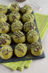 Wall Mural - Vegan truffles with matcha green tea