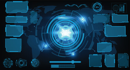 Wall Mural - digital interface hud elements set pack. user interface, frame screens. callouts titles, fui circle 