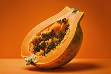 Poster - papaya on an orange background makes for a creative arrangement. it's a flat out layup. ideas about 
