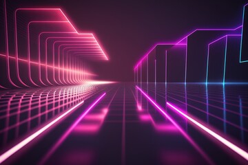 Poster - Generative AI, abstract background, glowing neon lines, cyberpunk style