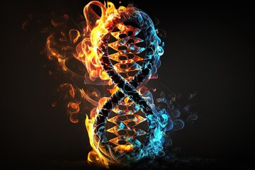 Poster - burning dna helix. Generated by AI