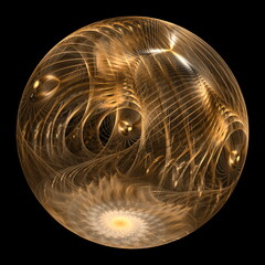 Poster - Luminous modern abstract background, fractal world. Digital space for use in design. Round shapes and lines. 3d render