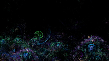 Poster - Luminous modern abstract background, fractal world. Digital space for use in design. Round shapes and lines. 3d render