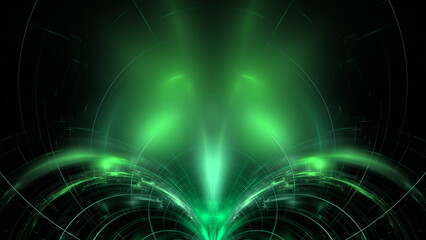 Poster - Digital interior building portal podium. Hi tech Abstract data center server tonel. Business technology blurred Polygonal geometric digital cyberpunk space, color light. 3D render