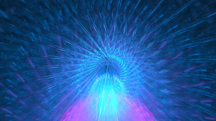 Fototapete - Luminous modern abstract background, fractal world. Digital space for use in design. Round shapes and lines. 3d render