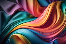 Vibrant Colors Of The Rainbow Unite In A Wavy Satin Background