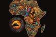African heritage day. Poster, map decoration. Generative AI illustration.