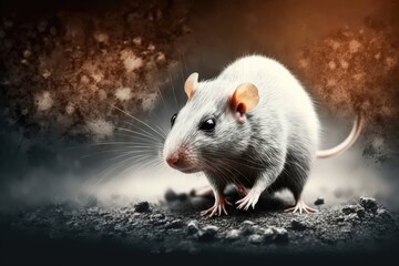 Poster - On a similarly toned background, a gray rat flees imminent danger. Generative AI