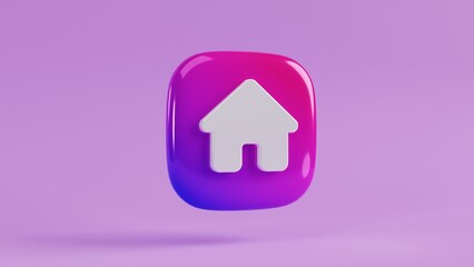 home icon 3D house, gradient