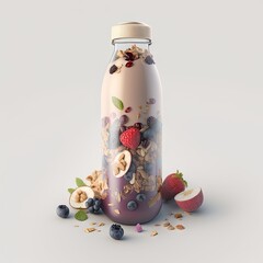 Wall Mural - An appetizing smoothie made from fruit, oatmeal and milk. Proper nutrition, healthy food