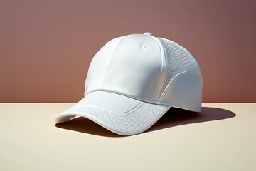Wall Mural - Simple white cap headwear accessory, isolated. Generative AI illustration.