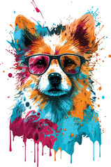 Wall Mural - Fantasy abstract dog portrait with a colorful for Tshirt design vector. generative ai.