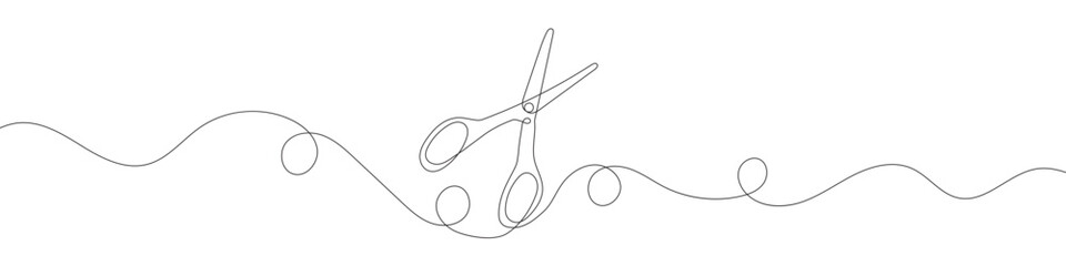 Poster - continuous linear drawing of scissors. single line drawing of scissors. vector illustration. line ar