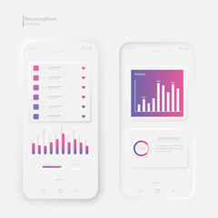 Fototapete - User interface elements for a mobile application. The layout of the phone screen and a set of user interface icons. Neumorphism. Vector illustration.