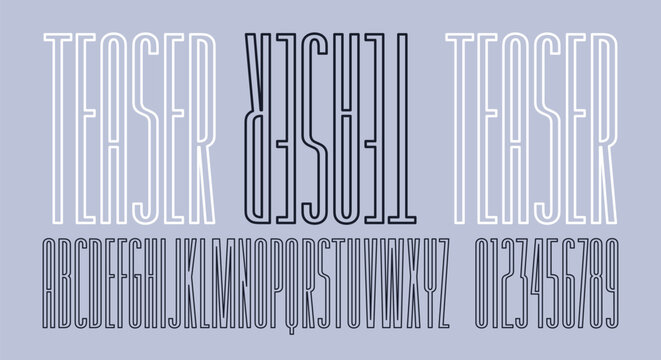 Extra condensed hollow sans serif font