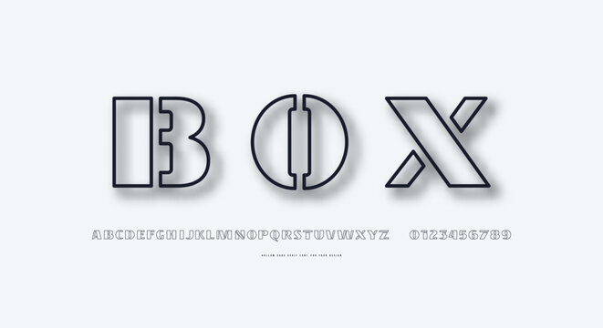 Hollow stencil-plate sans serif font in military style