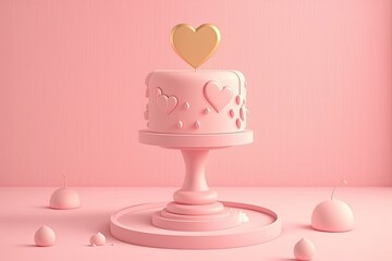 Poster - Minimal dessert setting with mockup and brand presentation podium. As a nod to Valentine's Day, this pedestal is pink. A cute and charming heart background. I really enjoy day's aesthetic. Generative