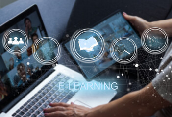 Poster - cloud computing digital Technology internet storage network big data system online. laptop virtual icon.