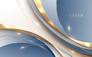 Abstract elegant blue and gold lines background