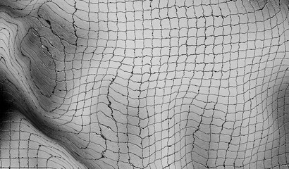 Poster - Random distorted textured shapes 3D abstract in black and white