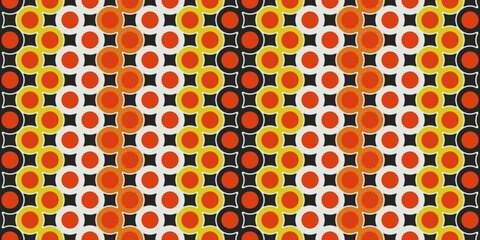 Fototapete - Pattern of orange and yellow circles. Print for seamless vector surfaces.
