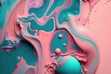 Wall Mural - Beautiful marbled blue and pink pastel, paint job. Generative AI