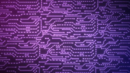 Poster - Abstract background of blue-violet computer circuit boards digital hi-tech futuristic of lines and dots. Video 4k, 60 fps